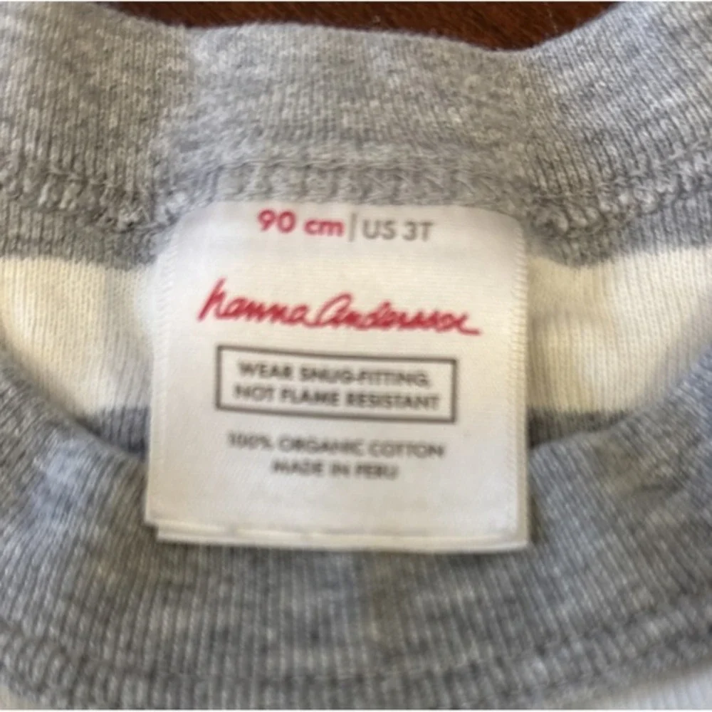 Hanna Andersson‎ Striped White Grey PJ Set Size 90 US 3